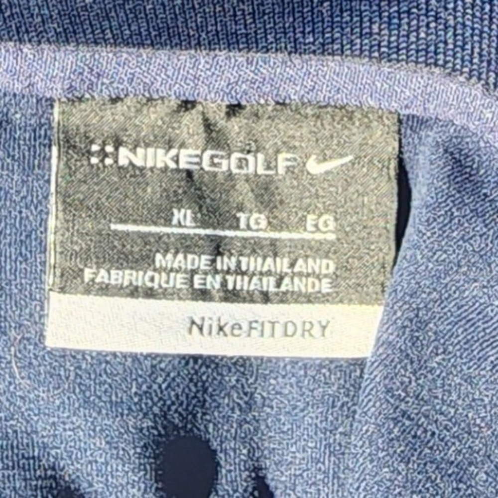 Nike Golf Fit Dry Polo Shirt Mens XL Navy Blue Striped Short Sleeve RN56323 - Picture 5 of 6